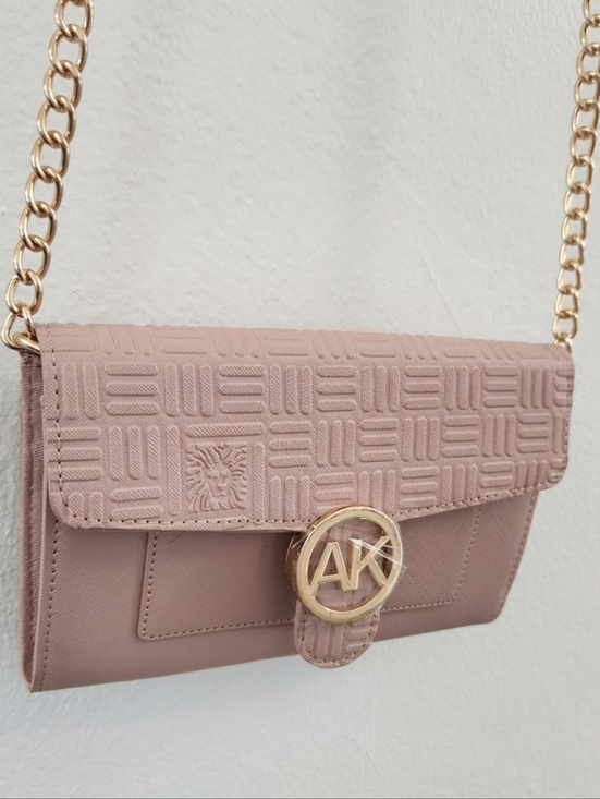 Anne Klein Handbags - Anne Klein Wallet on a Chain Crossbody Bag Rose Logo Print Chain Strap